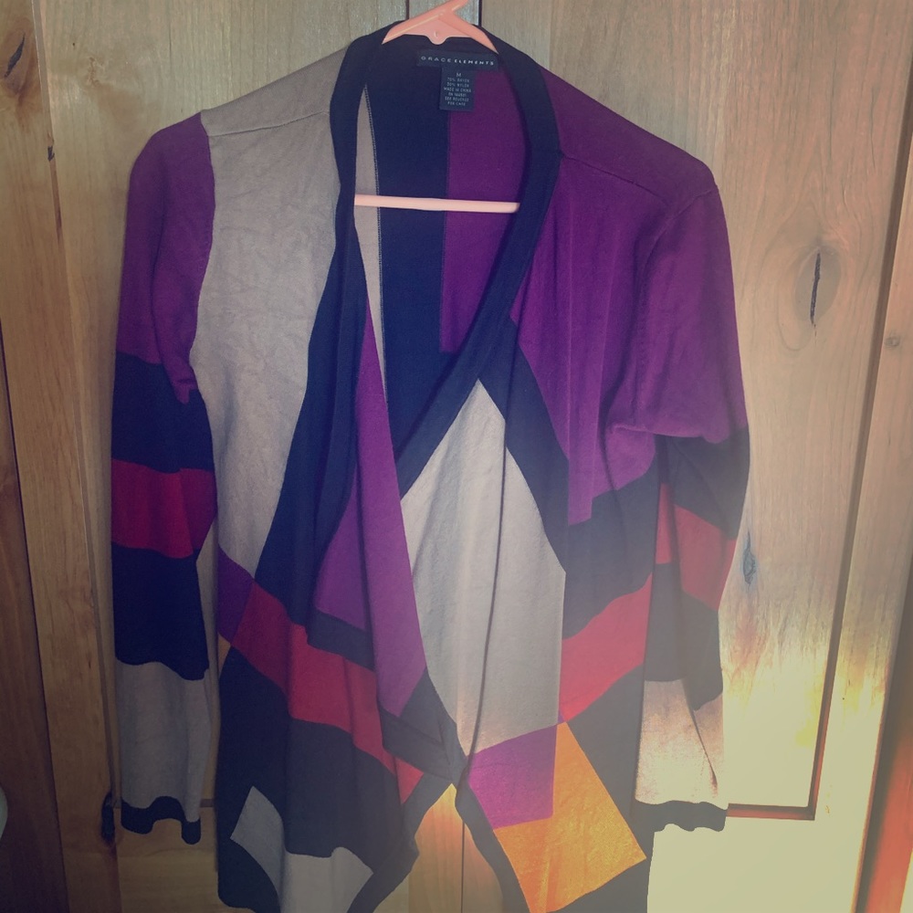 Grace Elements cardigan sweater, multi colored,